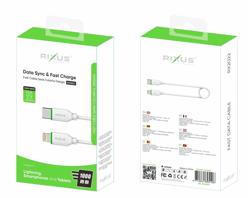 Dátový synchronizačný a rýchlonabíjací kábel USB-C na Lightning s krabičkou (100 cm)