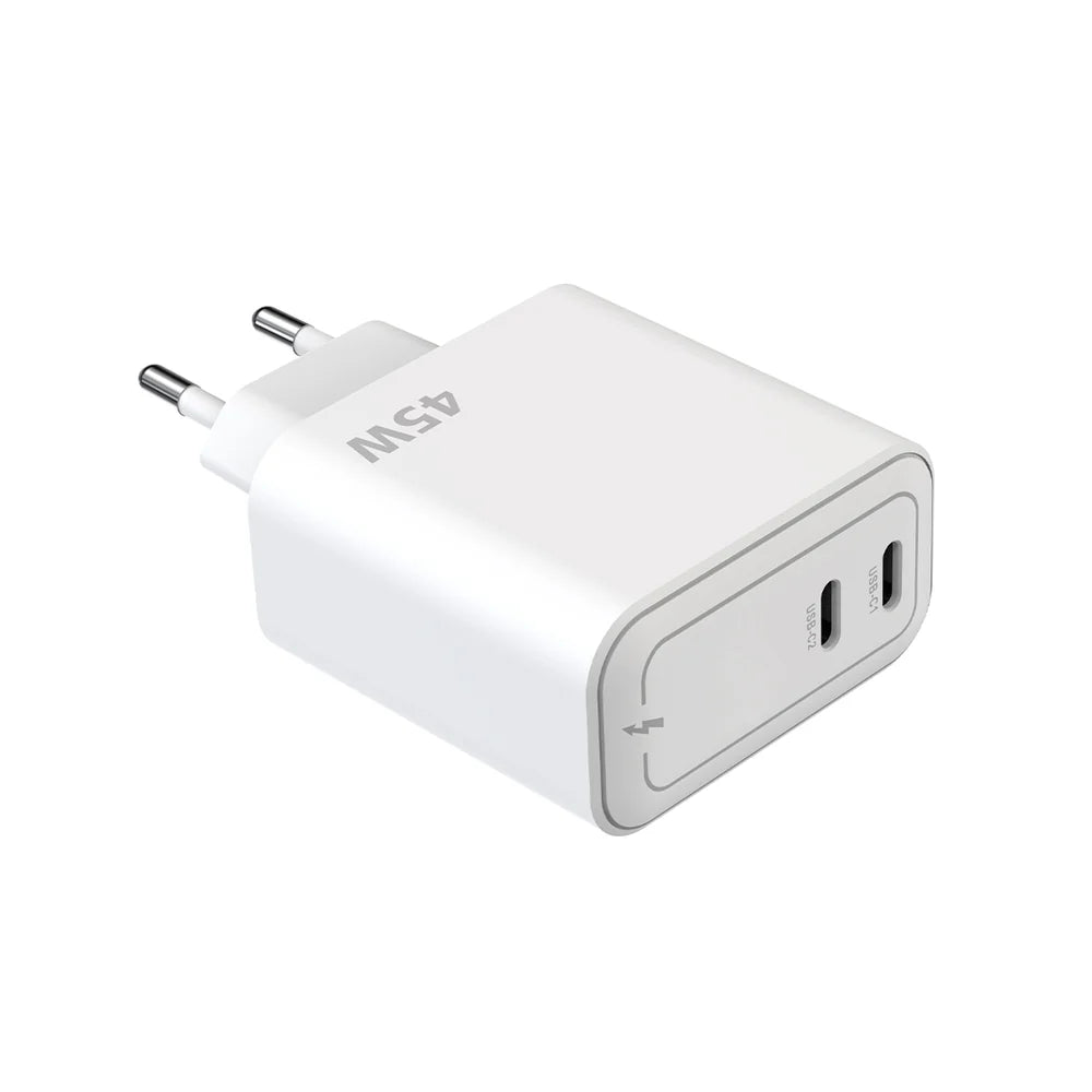 45W GaN Dvojportový USB-C Napájací Adaptér (Biely)