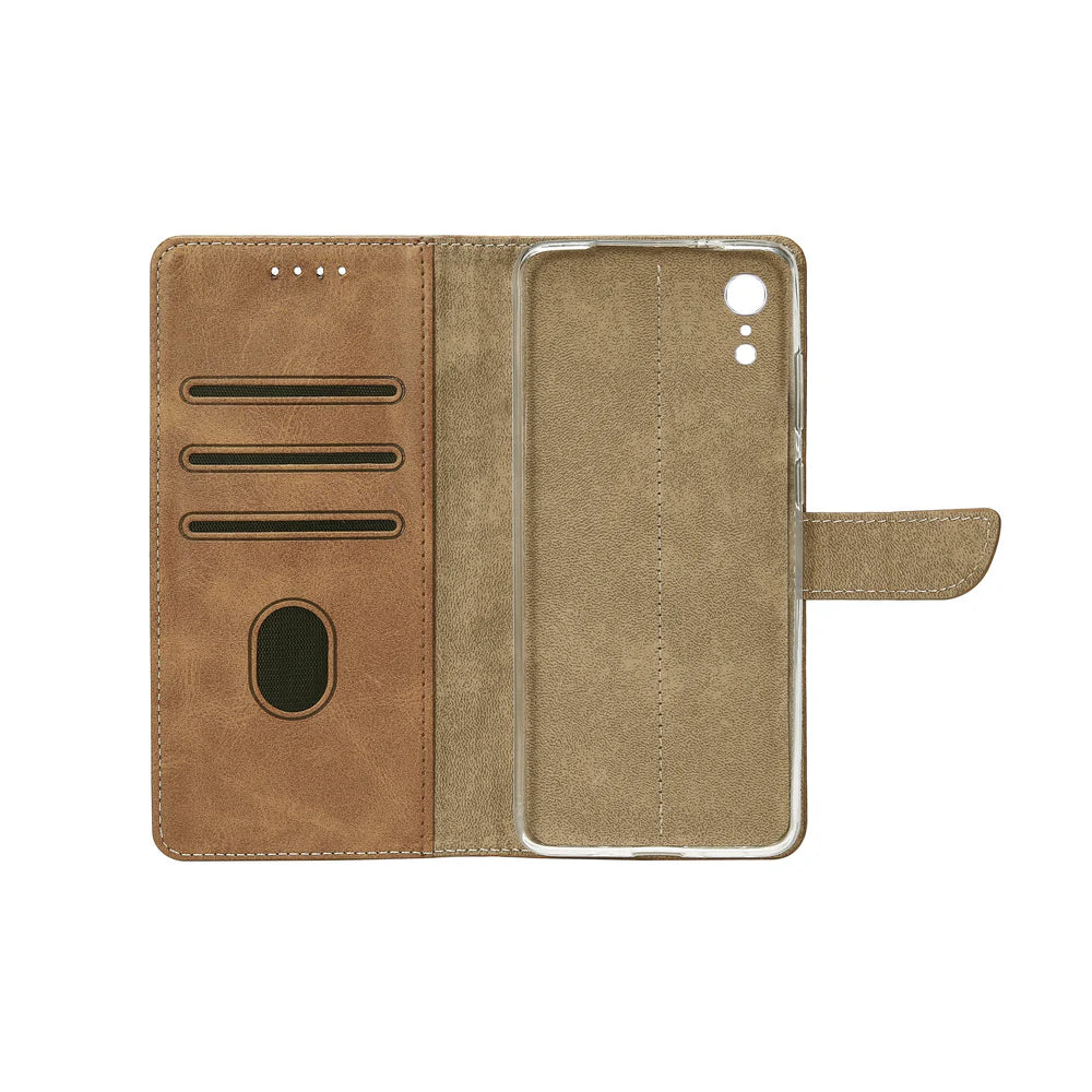 Knižkový kryt pre iPhone XR (Svetlohnedý)