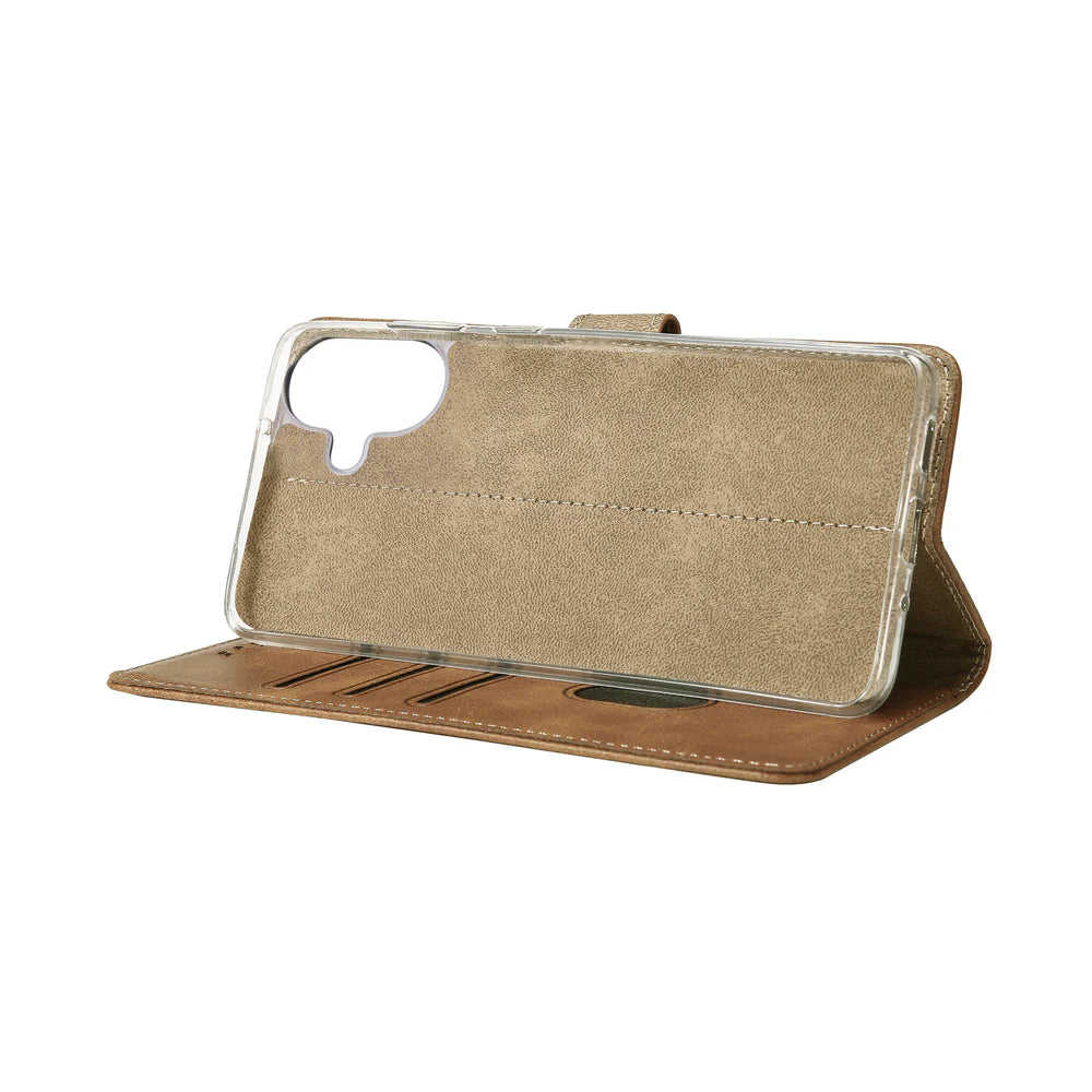 Knižkový kryt pre iPhone 16 (Svetlohnedý)