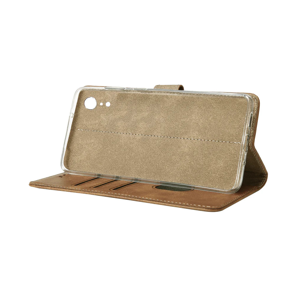Knižkový kryt pre iPhone XR (Svetlohnedý)
