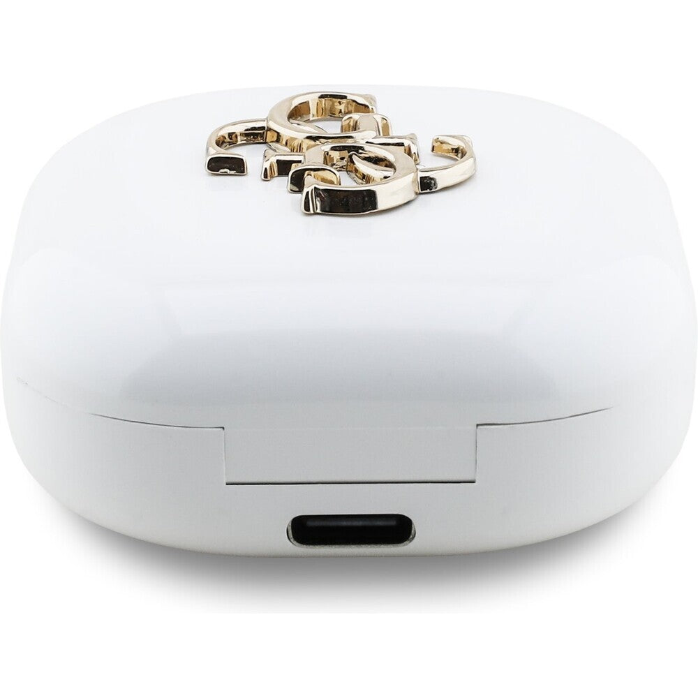 Guess 4G Metal Logo TWS bezdrôtové slúchadlá Biele