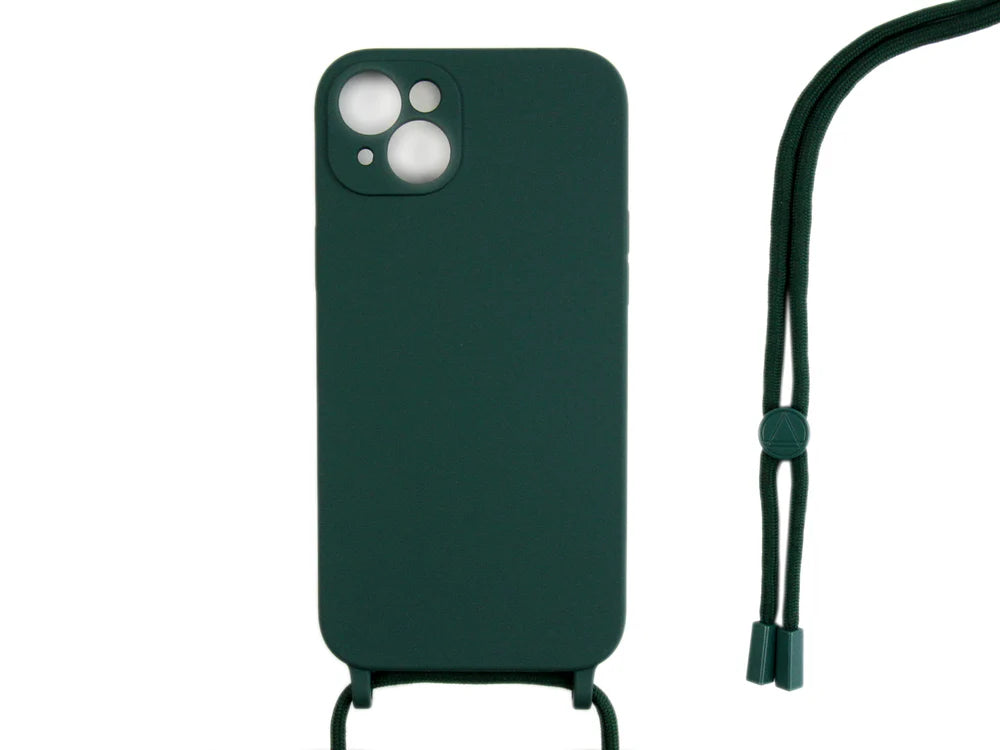TPU Kryt s popruhom pre iPhone 13 (Tmavozelený)