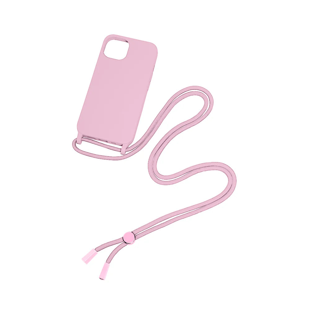 TPU Kryt s popruhom pre iPhone 15 (Ružový)