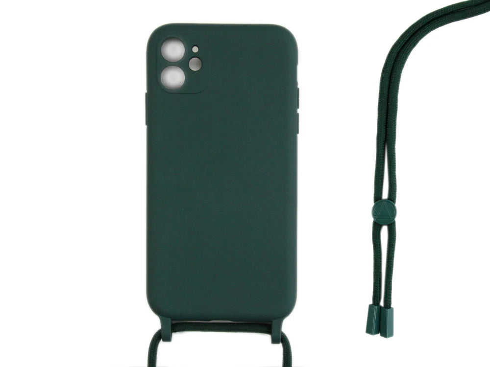 TPU Kryt s popruhom pre iPhone 12 Mini (Tmavozelený)