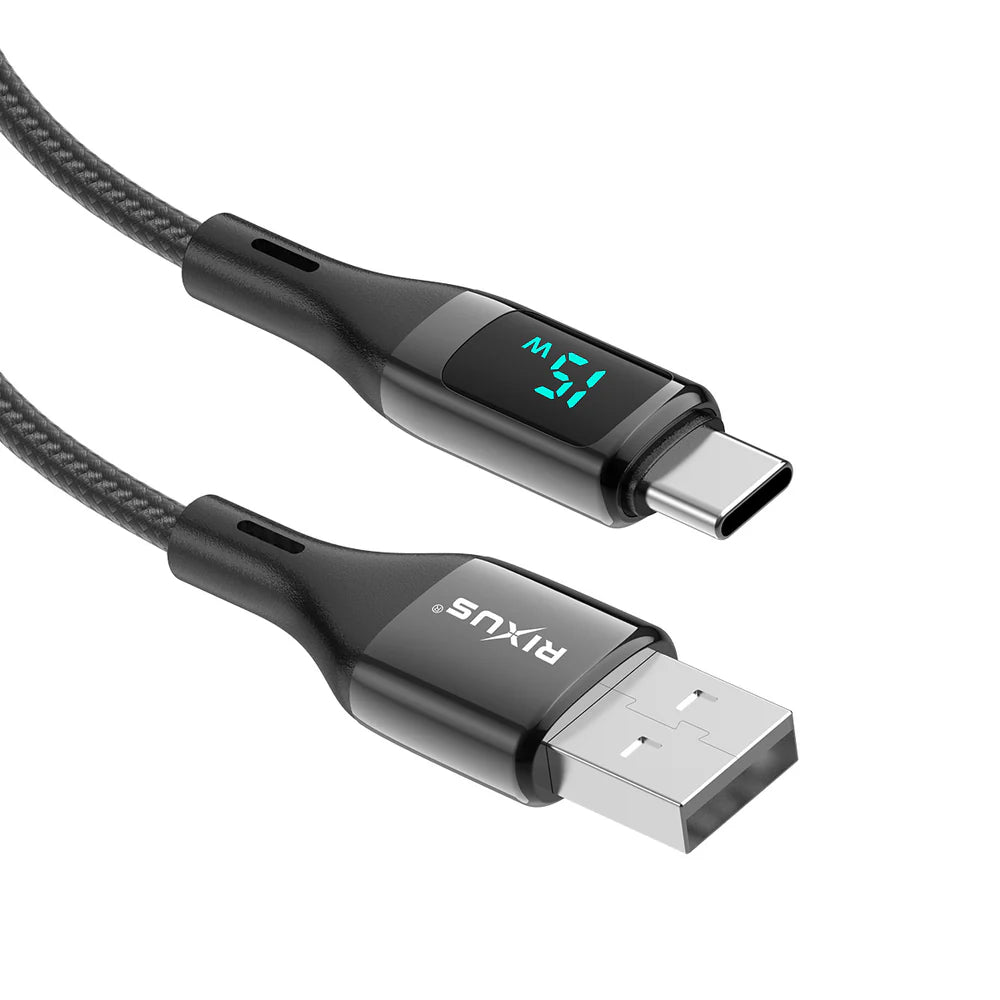 USB-A na Lightning kábel s LED displejom s krabičkou, Čierny (100 cm)