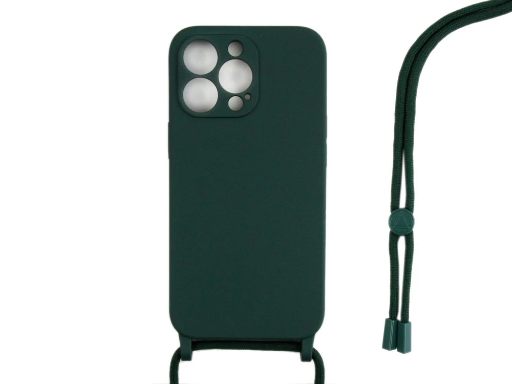 TPU Kryt s popruhom pre iPhone 12 Pro (Tmavozelený)
