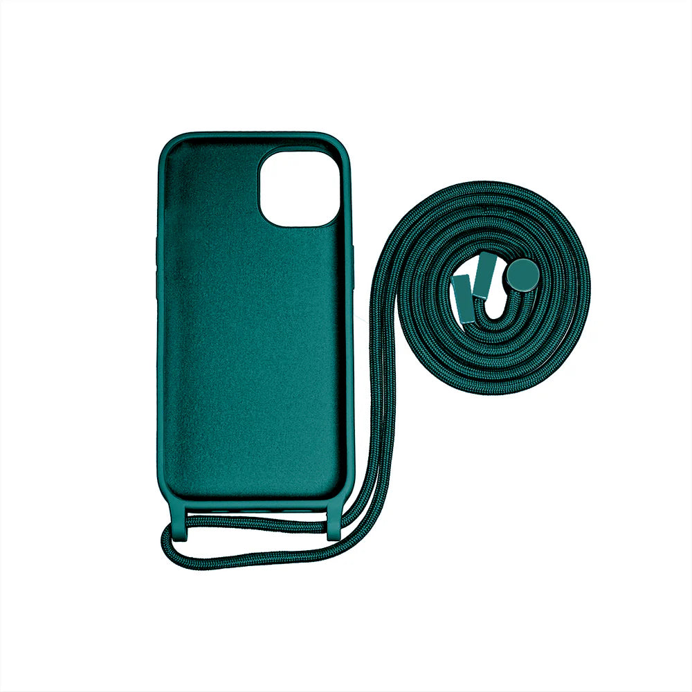 TPU Kryt s popruhom pre iPhone 14 Pro (Tmavozelený)