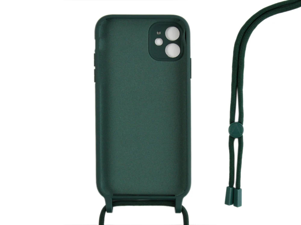 TPU Kryt s popruhom pre iPhone 12 Mini (Tmavozelený)