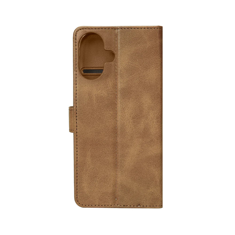 Knižkový kryt pre iPhone 16 (Svetlohnedý)
