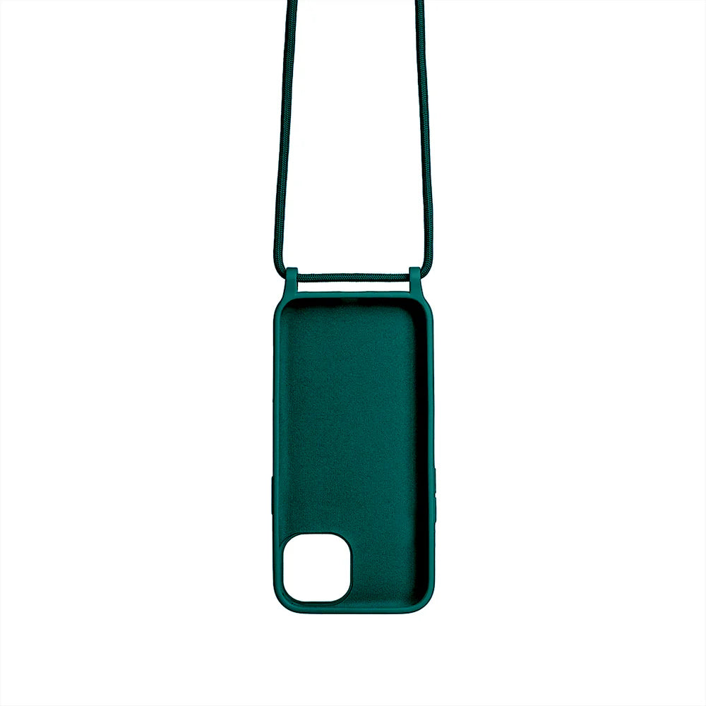 TPU Kryt s popruhom pre iPhone 14 Pro (Tmavozelený)