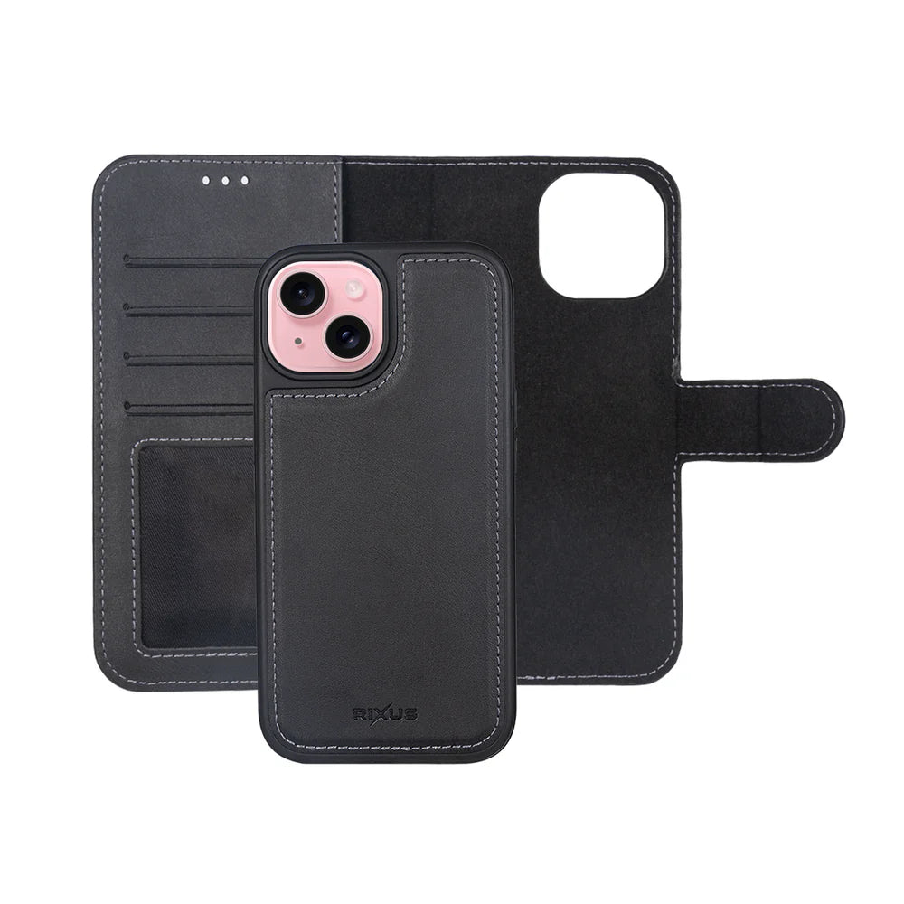 Magnetický Odnímateľný Peňaženkový Obal pre iPhone 15 (Čierny)