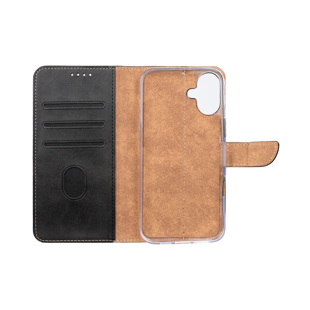 Knižkový kryt pre iPhone 16 (Čierny)