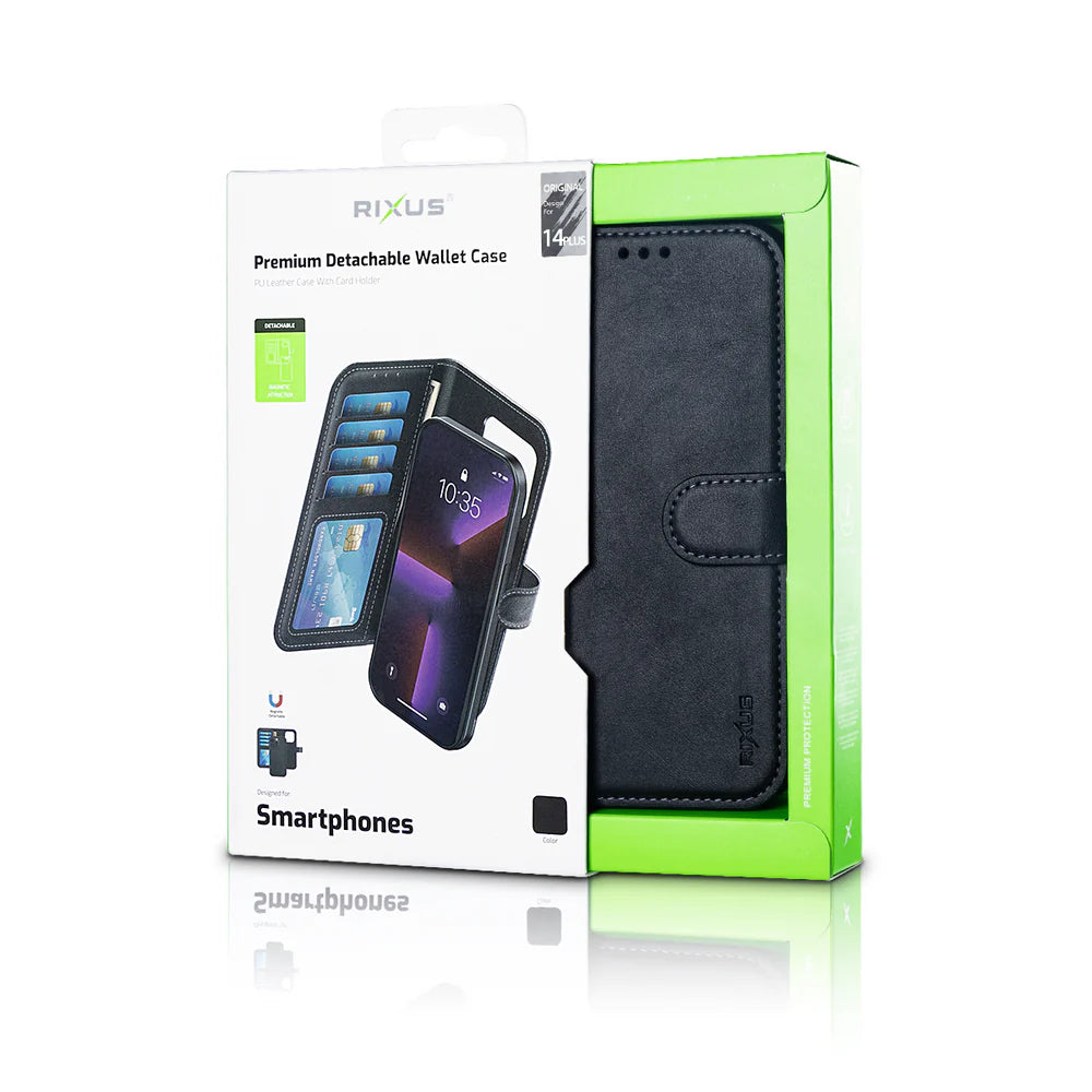 Magnetický Odnímateľný Peňaženkový Obal pre iPhone 14 (Čierny)