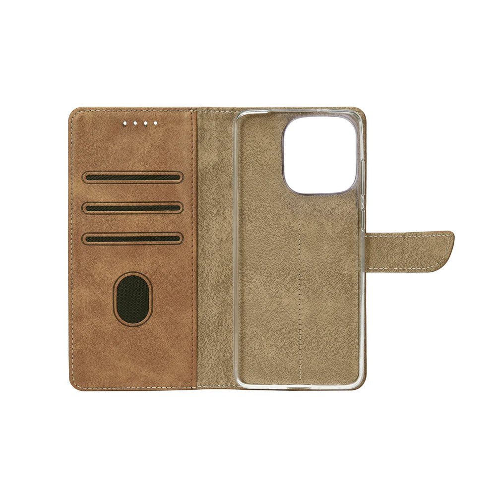 Knižkový kryt pre iPhone 16 Pro (Svetlohnedý)