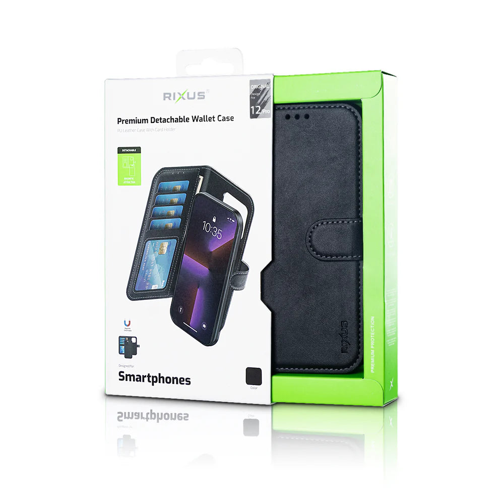 Magnetický Odnímateľný Peňaženkový Obal pre iPhone 12 (Čierny)