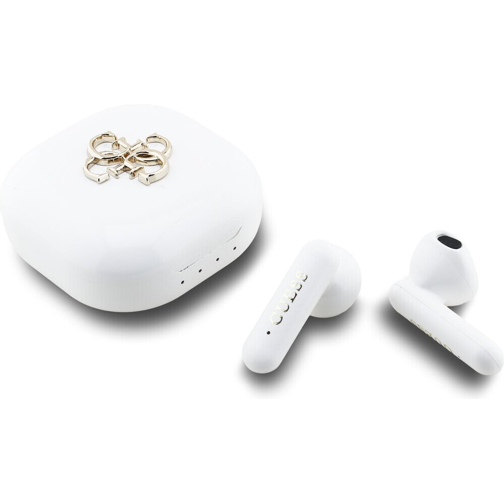 Guess 4G Metal Logo TWS bezdrôtové slúchadlá Biele