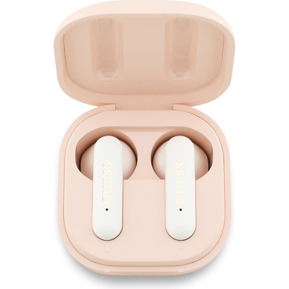 Guess 4G Metal Logo TWS bezdrôtové slúchadlá Ružové