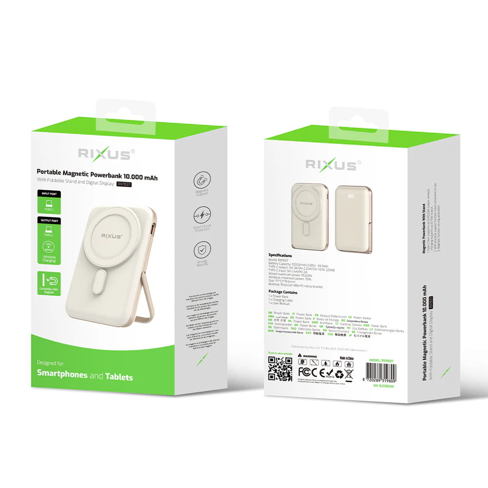 Prenosná Magnetická Powerbanka 10 000 mAh so Stojanom (Rose Gold)