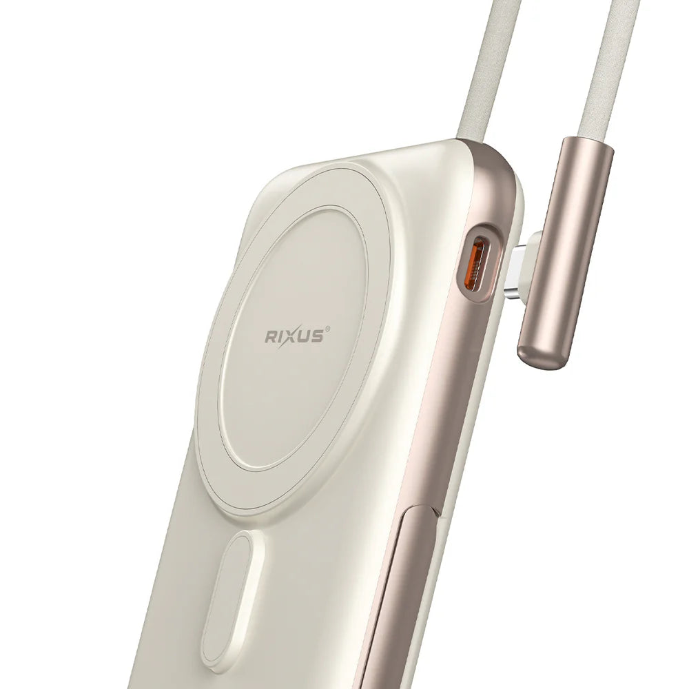 Magnetická Powerbanka 10 000 mAh so Zabudovaným USB-C Káblom (Rose Gold)
