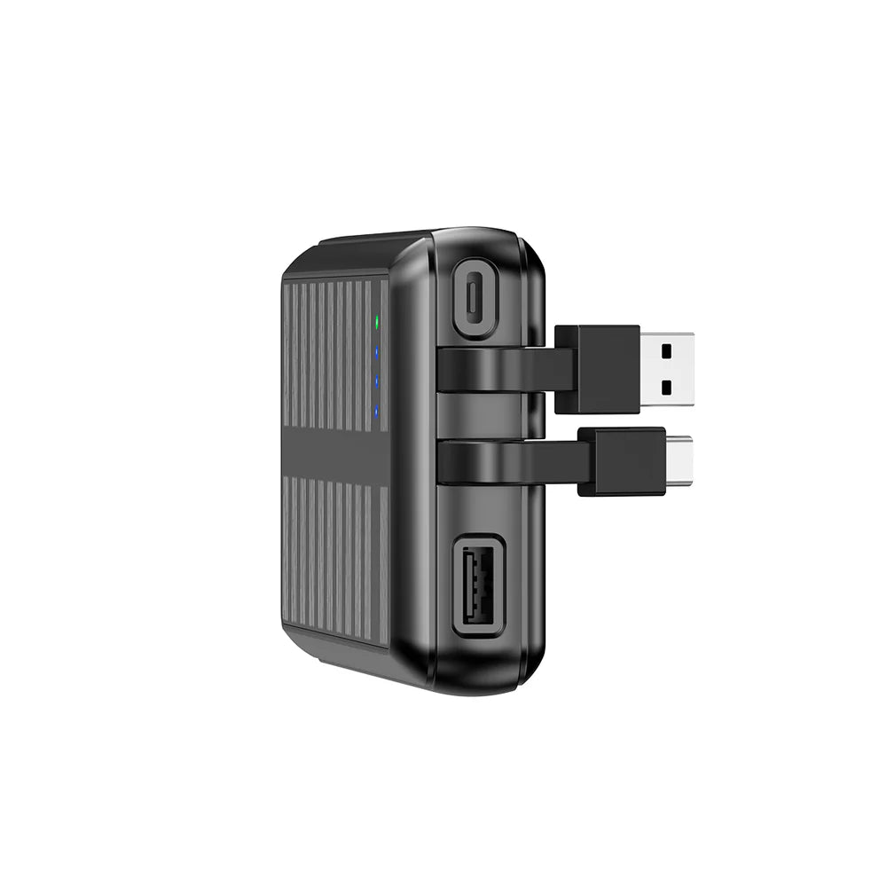 Solárna Powerbanka 20 000 mAh s Vstavanými Káblami (Čierna)
