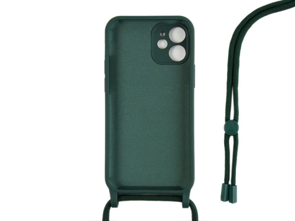 TPU Kryt s popruhom pre iPhone 12 (Tmavozelený)